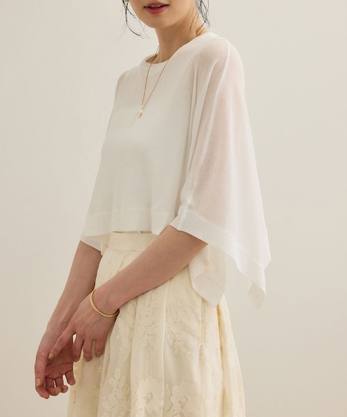 ROPE'（ロペ）の「【洗える】シアーフライスケープセットプルオーバー（Tシャツ/カットソー・レディース・ブラック/ホワイト/ブルー・F）」の16枚目の写真