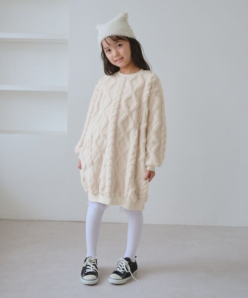 ROPE' PICNIC（ロペピクニック）の「【KIDS/キッズ】ケーブルボアワンピース（ワンピース・キッズ・キナリ/ブラウン・120/130/140/150）」の11枚目の写真