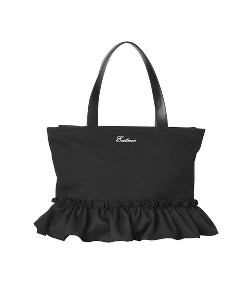 EATME（イートミー）の「フリルキャンバストートBAG（ショルダーバッグ・レディース・アイボリー/ブラック/ピンク・F）」の2枚目の写真