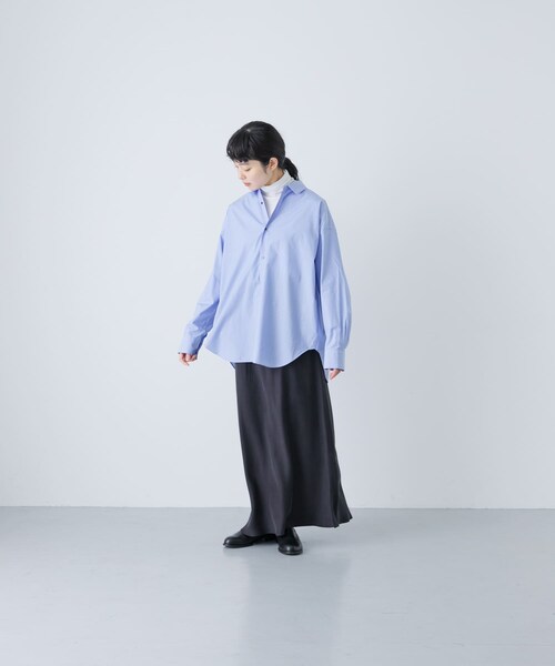 かぐれ（カグレ）の「コットンストライプレギュラーシャツ（シャツ/ブラウス・レディース・BLUE・Free）」の8枚目の写真