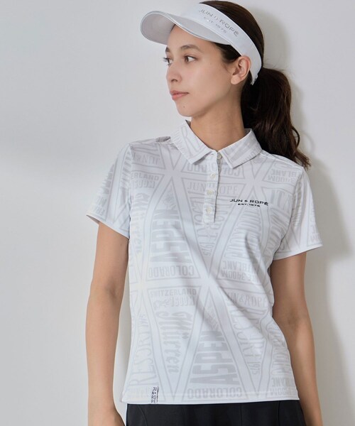 ROPE'（ロペ）の「ペナント柄PT半袖ポロ（ポロシャツ・レディース・グレー/ネイビー/イエロー・L/M/S）」の7枚目の写真