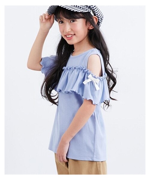 nissen（ニッセン）の「選べる♪リブ半袖デザインTシャツ（女の子）（Tシャツ/カットソー・キッズ・黒/ベージュ/ブルー/パープル/ピンク・100/110/120/130/140/150/160）」の19枚目の写真