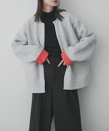 バイカラーニットコート