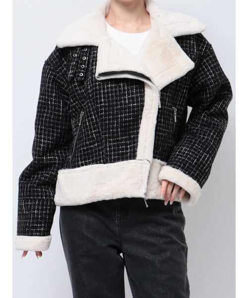 CALNAMUR（カルナムール）の「FAKE MOUTON AND TWEED BLOUSON/フェイク