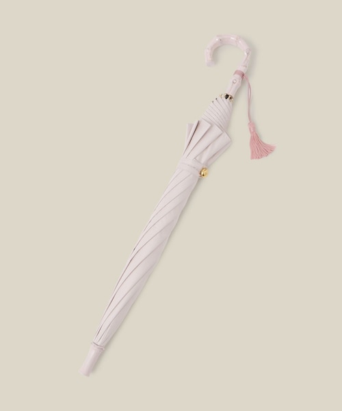 ROPE'（ロペ）の「【晴雨兼用・高機能】スライド式 ショートバンブーパラソル【UVカット/遮光・遮熱・防水効果】（長傘・レディース・ブラック/オフホワイト/ブルー系/ピンク系・F）」の10枚目の写真
