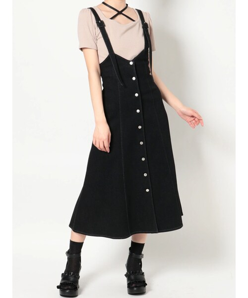 EATME（イートミー）の「フロントボタンデニムジャンスカ（デニムスカート・レディース・アイボリー/ブラック/インディゴ・S/M）」の4枚目の写真