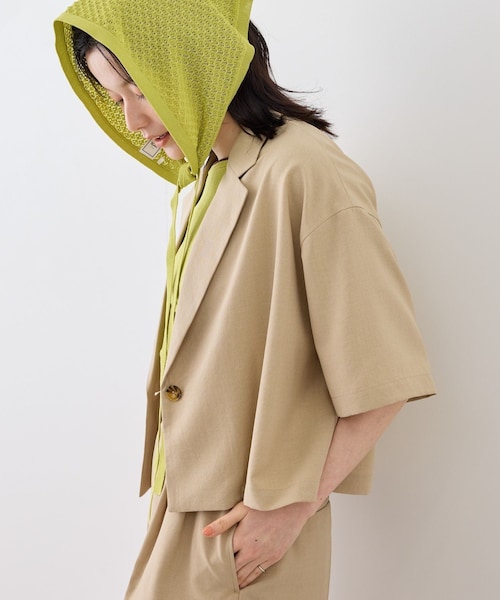 ROPE' PICNIC(ロペピクニック)の「シャーベットニット 透かし編みニットスカーフ/UVケア(バンダナ/スカーフ・レディース・オフホワイト/ダークブラウン/キミドリ・F)」の9枚目の写真