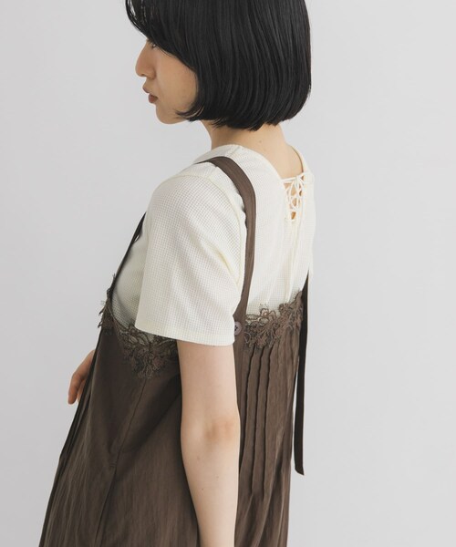 KBF（ケイビーエフ）の「2WAYレースアップトップス（Tシャツ/カットソー・レディース・IVORY/BLACK/TOP GRAY・One）」の6枚目の写真