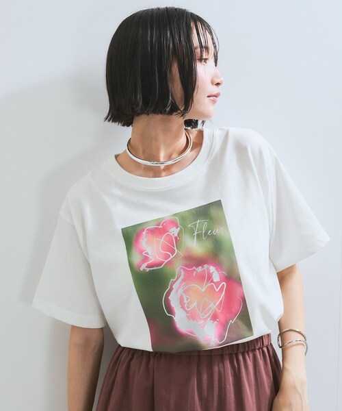 VIS(ビス)の「【接触冷感】箔グラフィックアートTシャツ(Tシャツ/カットソー・レディース・チャコール/ホワイト/ホワイト系・F)」の18枚目の写真