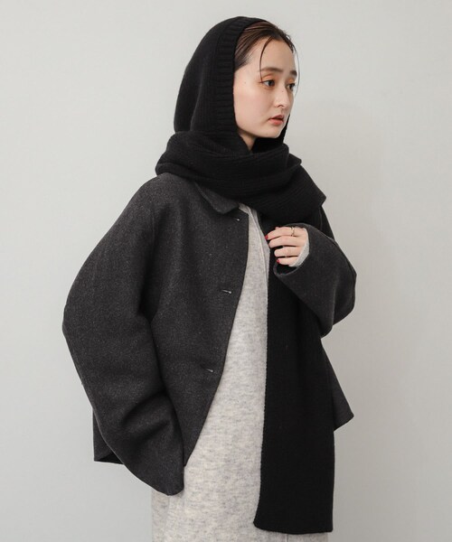 SENSE OF PLACE by URBAN RESEARCH(センスオブプレイスバイアーバンリサーチ)の「フードツキニットストール(ストール/ショール・レディース・IVORY/BLACK・one)」の17枚目の写真