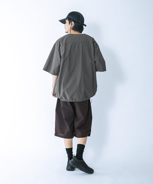 EKAL(エカル)の「『撥水/UVカット/UR TECH』ナイロンタッサーベースボールシャツ(シャツ/ブラウス・メンズ・ネイビー/グラファイト/イエロー・M/L)」の11枚目の写真