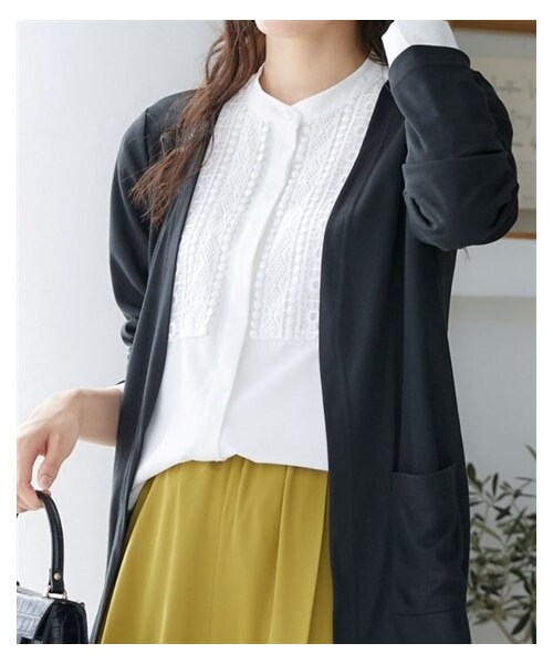 nissen（ニッセン）の「カットソーレギュラー丈カーディガン＜大きいサイズ有＞（カーディガン/ボレロ・レディース・モカブラウン/スモーキーパープル/ボルドー/グレー/黒/オフホワイト/カーキ/ネイビー/フェードブルー・3L/L/LL/4L/5L/6L/8L/10L/S/M）」の17枚目の写真