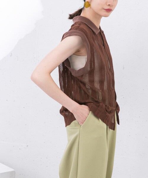 KBF（ケイビーエフ）の「レースノースリーブポロシャツ（ポロシャツ・レディース・L.BLUE/IVORY/BROWN・one）」の18枚目の写真