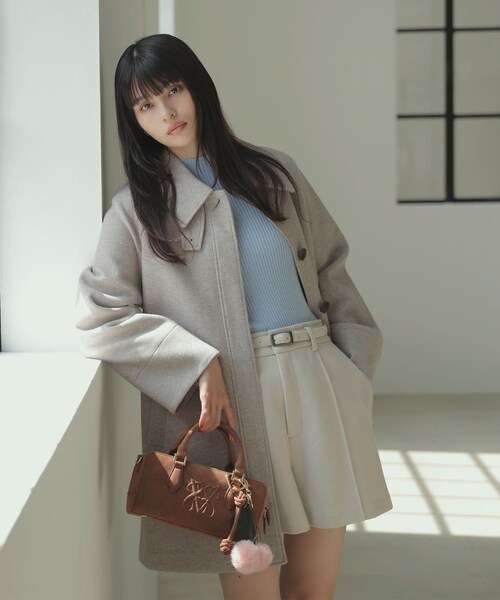 VIS（ビス）の「【アウター総選挙2位】フレアーチェスターコート（チェスターコート・レディース・ブラック/ベージュ・F）」の7枚目の写真