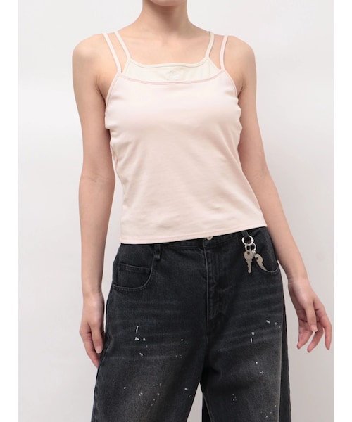 CALNAMUR（カルナムール）の「レイヤードワンポイントキャミ（キャミソール・レディース・ピンク/ブラウン/ミックス・F）」の2枚目の写真