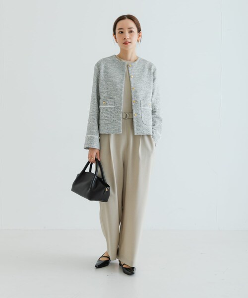 URBAN RESEARCH（アーバンリサーチ）の「ツイードノーカラージャケット（ノーカラージャケット・レディース・OFF MIX/BLACK MIX・FREE）」の10枚目の写真