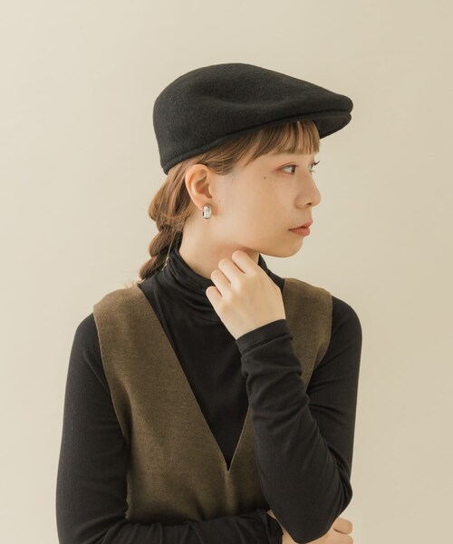 SMELLY（スメリー）の「ベーシックウールハンチング（ハンチング/ベレー帽・レディース・BLK/CGY・-）」の6枚目の写真