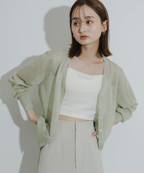 SENSE OF PLACE by URBAN RESEARCH（センスオブプレイスバイアーバンリサーチ）の「シアーメランジラメカーディガン（カーディガン/ボレロ・レディース・CHARCOAL/YELLOW/ORANGE・one）」の13枚目の写真