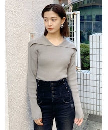 EMODA | オーバーカラーデコルテニット(ニット/セーター)