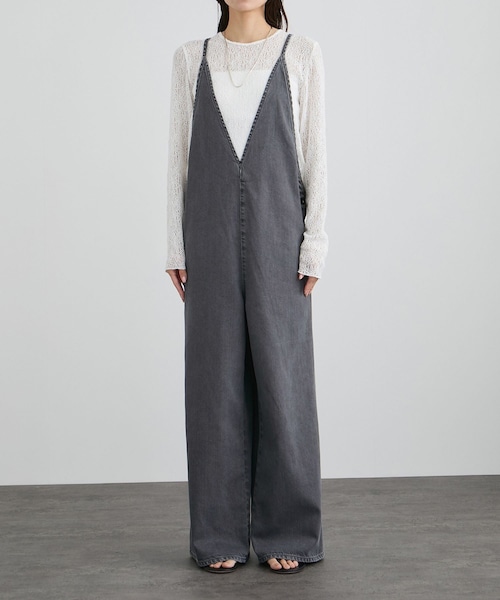 ADAM ET ROPE'(アダムエロペ)の「オーバーダイデニムサロペット(サロペット/オーバーオール・レディース・チャコール/キナリ・M/S)」の18枚目の写真