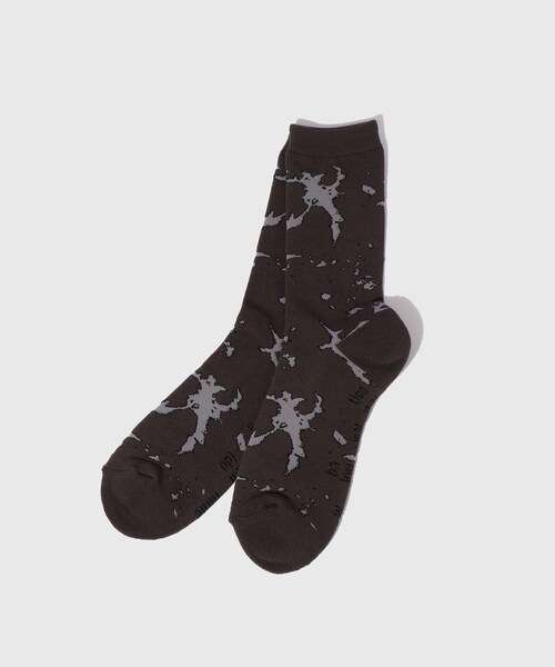 ADAM ET ROPE'（アダムエロペ）の「【BAL/バル】 JACQUARD SOCKS（ソックス/靴下・メンズ・チャコール/ホワイト・F）」の2枚目の写真