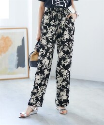 nissen | 大きいサイズ 花柄プリントイージーパンツ（ゆったりヒップ）(パンツ)