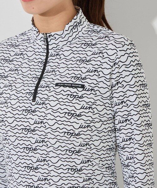 ROPE'(ロペ)の「ウェーブボーダー柄ハーフジップ長袖プルオーバー/UV・吸水速乾・接触冷感(Tシャツ/カットソー・レディース・ブラック/ホワイト・L/M/S/XL)」の21枚目の写真