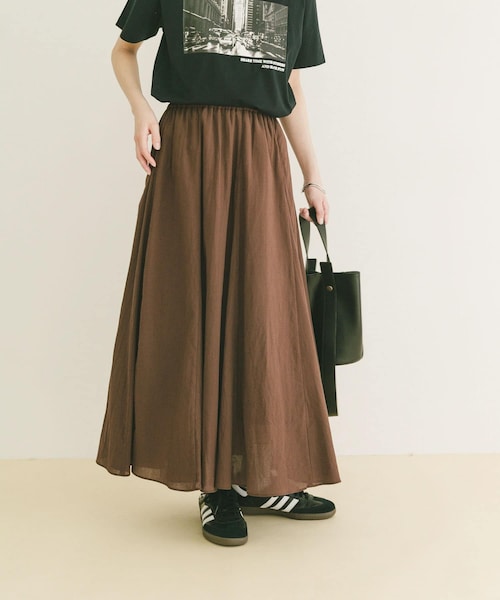 ITEMS URBANRESEARCH（アイテムズ アーバンリサーチ）の「コットン楊柳フレアスカート（スカート・レディース・GRY/BRN/L/KHK・Free）」の2枚目の写真