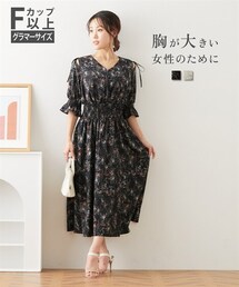 nissen | 【大きい胸専用】ウエストシャーリングオープンショルダーワンピース(ワンピース)