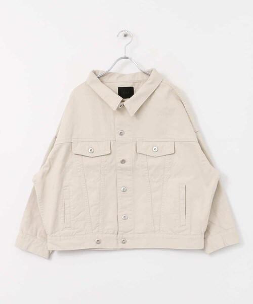 KBF(ケイビーエフ)の「オーバーサイズコットンジャケット(デニムジャケット・レディース・BEIGE/GREIGE/BLUE・one)」の1枚目の写真