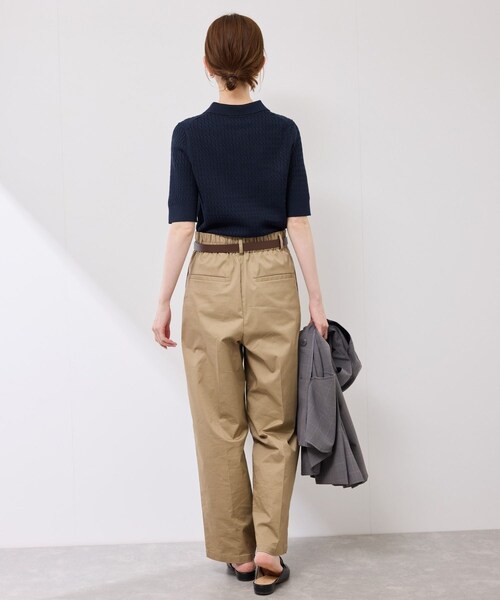 ROPE' PICNIC(ロペピクニック)の「ミニケーブルハーフスリーブニットポロシャツ(ポロシャツ・レディース・キナリ/ダークブラウン/ネイビー/カラシ・38)」の19枚目の写真