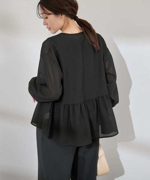 ROPE' PICNIC(ロペピクニック)の「メッシュペプラムブルゾン(ブルゾン・レディース・ブラック/ホワイト/ベージュ・38)」の9枚目の写真