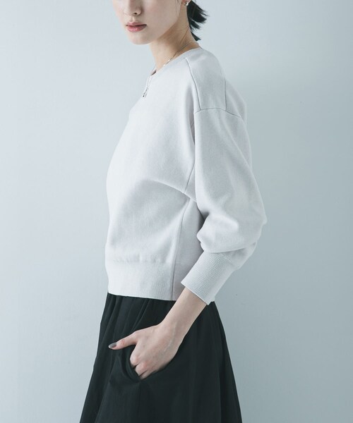 URBAN RESEARCH（アーバンリサーチ）の「ダブルフェイスクルーネックニット（ニット/セーター・レディース・ICE GRAY/PINK/NAVY・Free）」の10枚目の写真