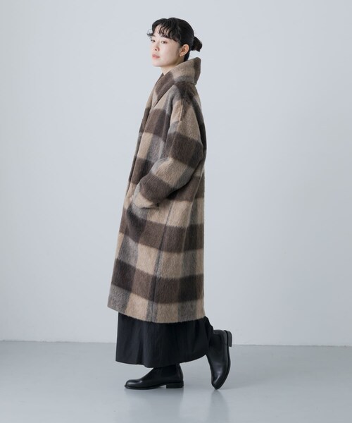 かぐれ（カグレ）の「Honnete　Shawl Collar Coat（テーラードジャケット・レディース・BrownCheck・one）」の6枚目の写真