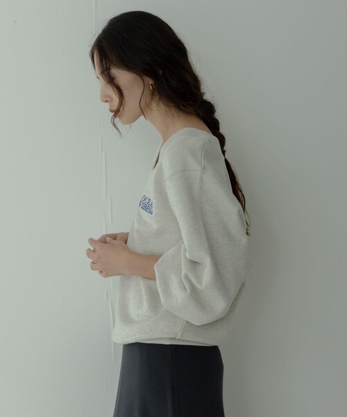 URBAN RESEARCH Sonny Label（アーバンリサーチサニーレーベル）の「Vネック刺繍スウェット（スウェット・レディース・オートミール/ピンク/フェードネイビー・Free）」の7枚目の写真