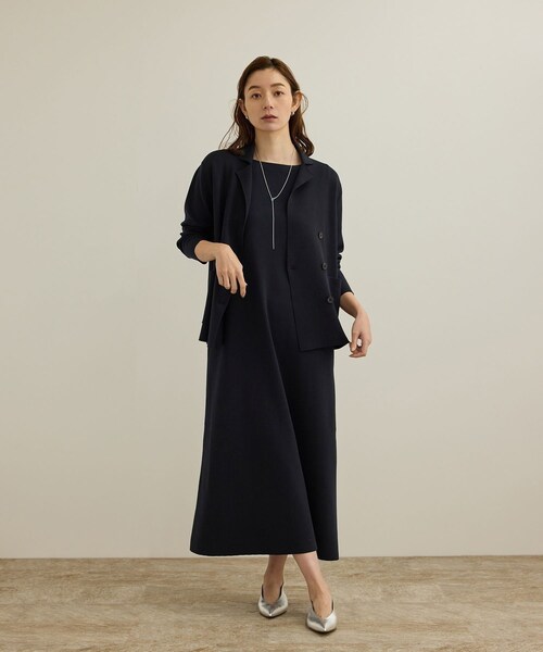 ROPE'(ロペ)の「シルクコットン総針Aラインワンピース/イージーケア(ワンピース・レディース・ネイビー/レッド・F)」の7枚目の写真