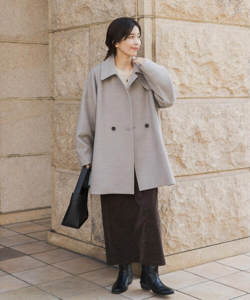 URBAN RESEARCH DOORS(アーバンリサーチドアーズ)の「『UR TECH』ミドル丈コート(テーラードジャケット・レディース・BRICK/杢BEIGE/NAVY・M)」の11枚目の写真