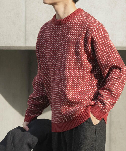 ITEMS URBANRESEARCH（アイテムズ アーバンリサーチ）の「マシンウォッシャブル バーズアイ クルーニット（ニット/セーター・メンズ・WHT/BGD/NVY/BLK・M/L）」の4枚目の写真