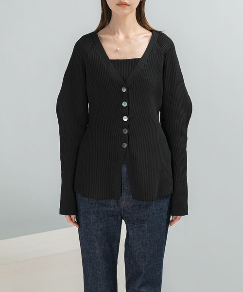 URBAN RESEARCH ROSSO（アーバンリサーチロッソ）の「ELENDEEK　SILHOUETTE ENSEMBLE KT（カーディガン/ボレロ・レディース・BLK/LVD・Free）」の7枚目の写真
