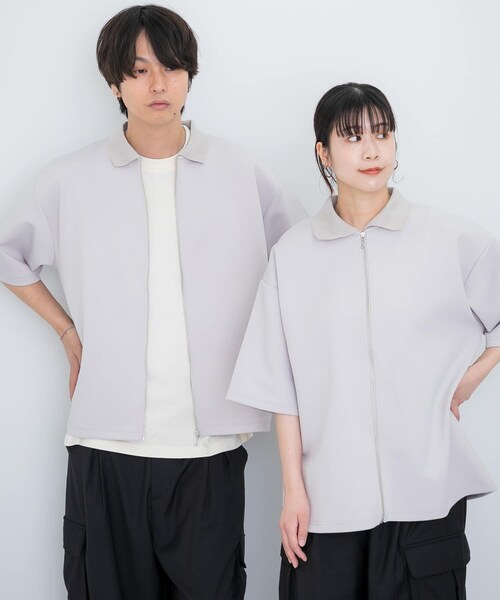 SENSE OF PLACE by URBAN RESEARCH（センスオブプレイスバイアーバンリサーチ）の「『ユニセックス』ZIPカーディガンTシャツ(5分袖)（カーディガン/ボレロ・メンズ・BEIGE/BLACK/BLUE・M/L）」の14枚目の写真