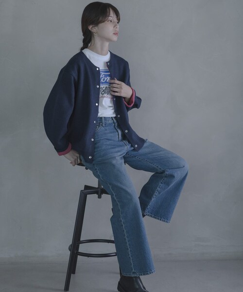 URBAN RESEARCH Sonny Label（アーバンリサーチサニーレーベル）の「ダブルフェイスバイカラーカーディガン（カーディガン/ボレロ・レディース・グレー/ブラウン/ネイビー・Free）」の22枚目の写真