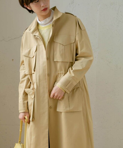 KBF(ケイビーエフ)の「ドロストミリタリーコート(ミリタリージャケット・レディース・BEIGE/KHAKI/ORANGE・one)」の12枚目の写真