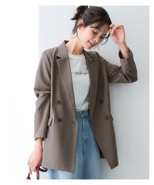 nissen（ニッセン）の「【袖丈が選べる2タイプ】麻調合繊ダブルブレストジャケット(しわになりにくい・接触冷感・UVカット・ウォッシャブル)<大きいサイズ有>（ジャケット/アウター・レディース・モカブラウン/ネイビー/モカブラン(長袖)/ネイビー(長袖)・S/M/L/LL/3L/4L/5L/6L）」の19枚目の写真