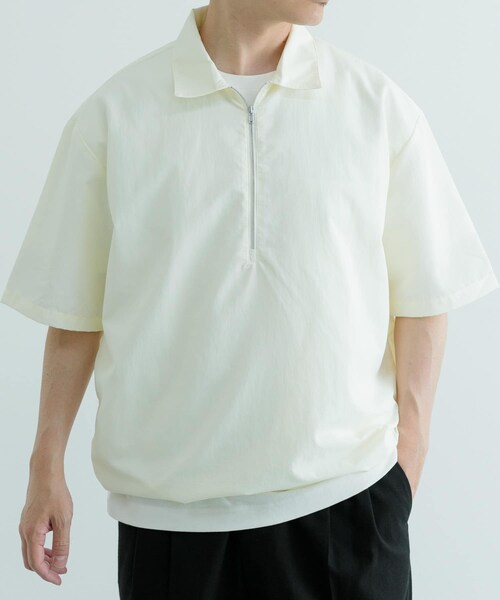 ITEMS URBANRESEARCH（アイテムズ アーバンリサーチ）の「『UVカット』クールタッチナイロン ハーフジップ プルオーバーシャツ（シャツ/ブラウス・メンズ・BLK/OFF/KHK・M/L）」の6枚目の写真