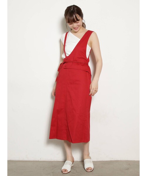 LAGUNAMOON（ラグナムーン）の「アシンメトリージャンパースカート（スカート・レディース・ブラック/ホワイト/レッド・M/S）」の6枚目の写真