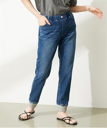 nissen | 大きいサイズ［着るヒヤロン］全方向ストレッチひんやりニットデニムテーパードジョガーパンツ（もっとゆったり太もも）（股下６２ｃｍ）(パンツ)