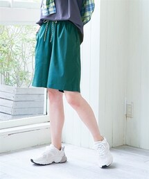 nissen | 大きいサイズ【水陸両用】うすカルストレッチＡラインハーフパンツ（ゆったりヒップ）(パンツ)