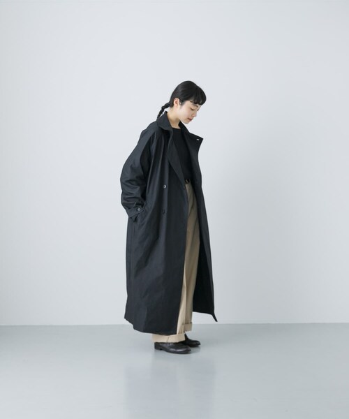 かぐれ（カグレ）の「コットンナイロンオーバートレンチコート（ステンカラーコート・レディース・BLACK/BEIGE・FREE）」の9枚目の写真