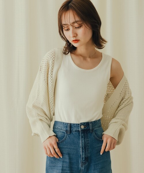 SENSE OF PLACE by URBAN RESEARCH(センスオブプレイスバイアーバンリサーチ)の「ラメバックオープンメッシュボレロ(カーディガン/ボレロ・レディース・CHARCOAL/IVORY/PURPLE・one)」の6枚目の写真