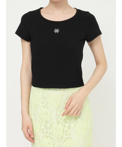 MERCURYDUO（マーキュリーデュオ）の「エンブロイダリーワンポイントロゴTシャツ（Tシャツ/カットソー・レディース・オフホワイト/ブラック/レッド・F）」の7枚目の写真